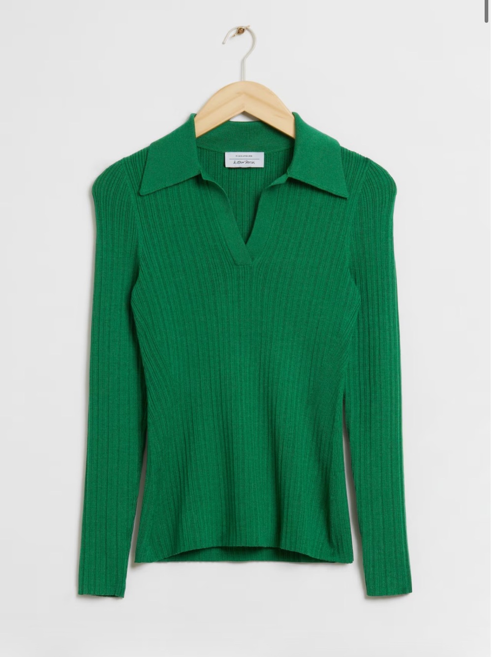 & Other Stories Fitted Ribbed Polo Top